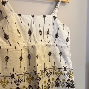 White and Brown Patterned Sleeveless Top